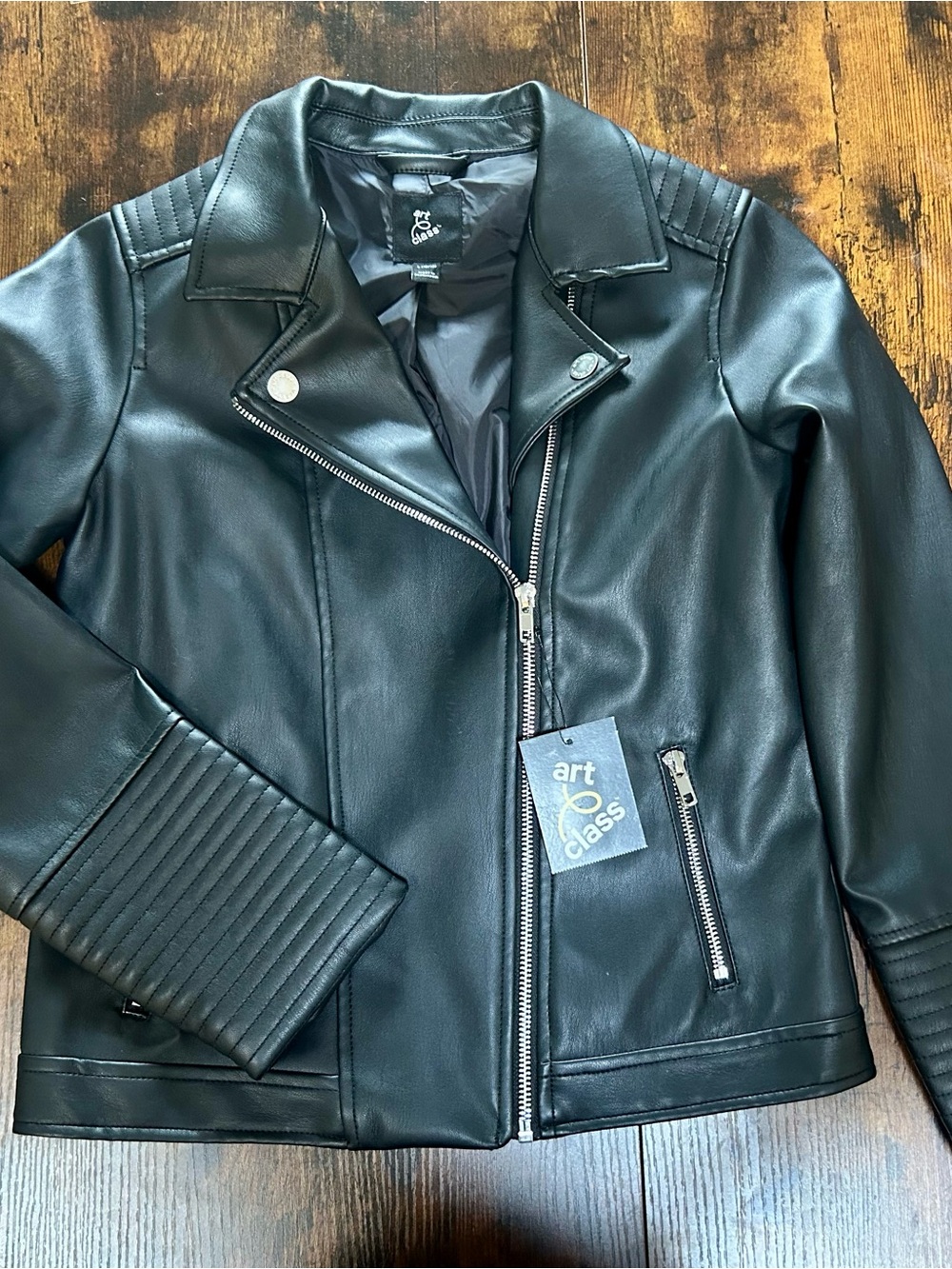 Art Class Girls Black Faux Leather Moto Jacket